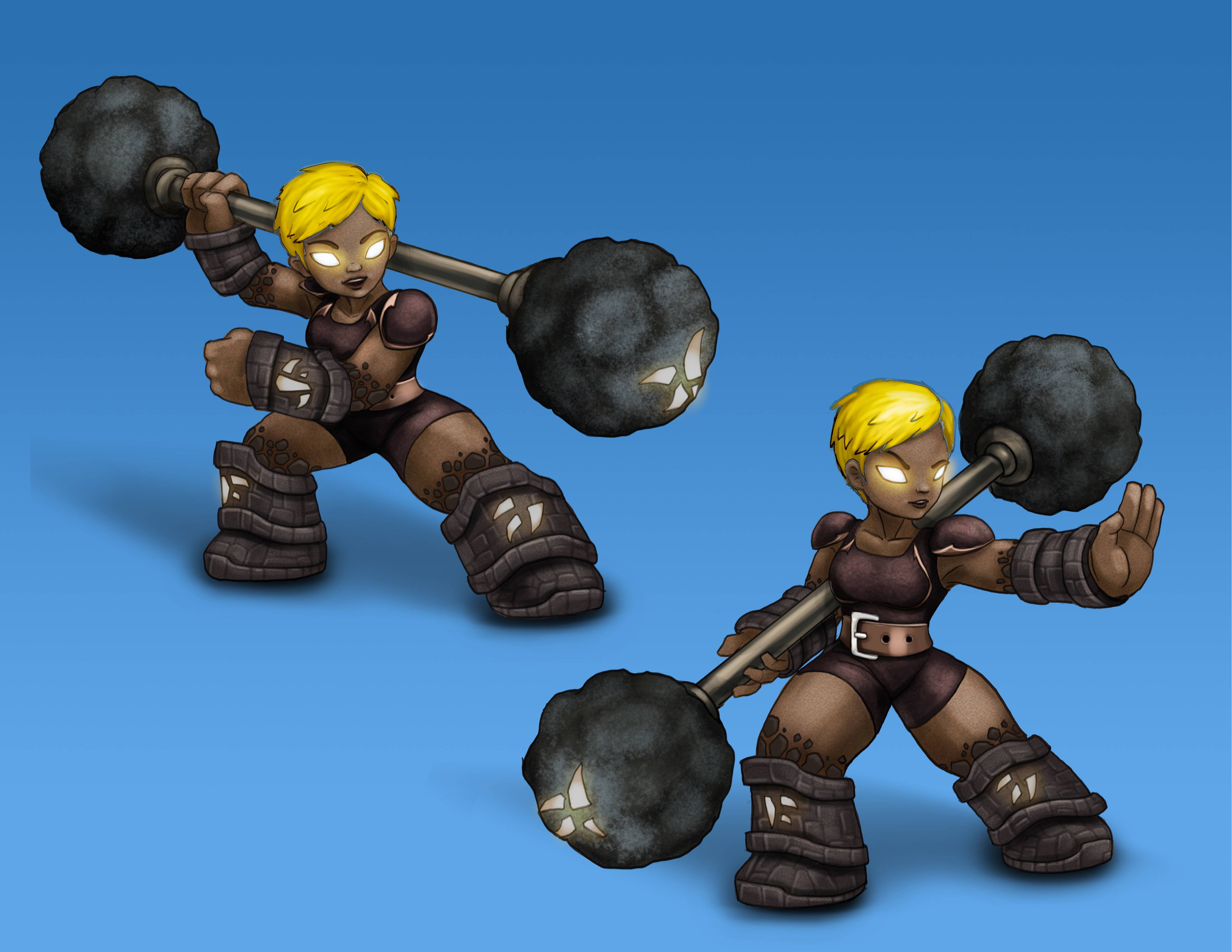 Barbella Imaginators concepts before she was given the crystal skin.