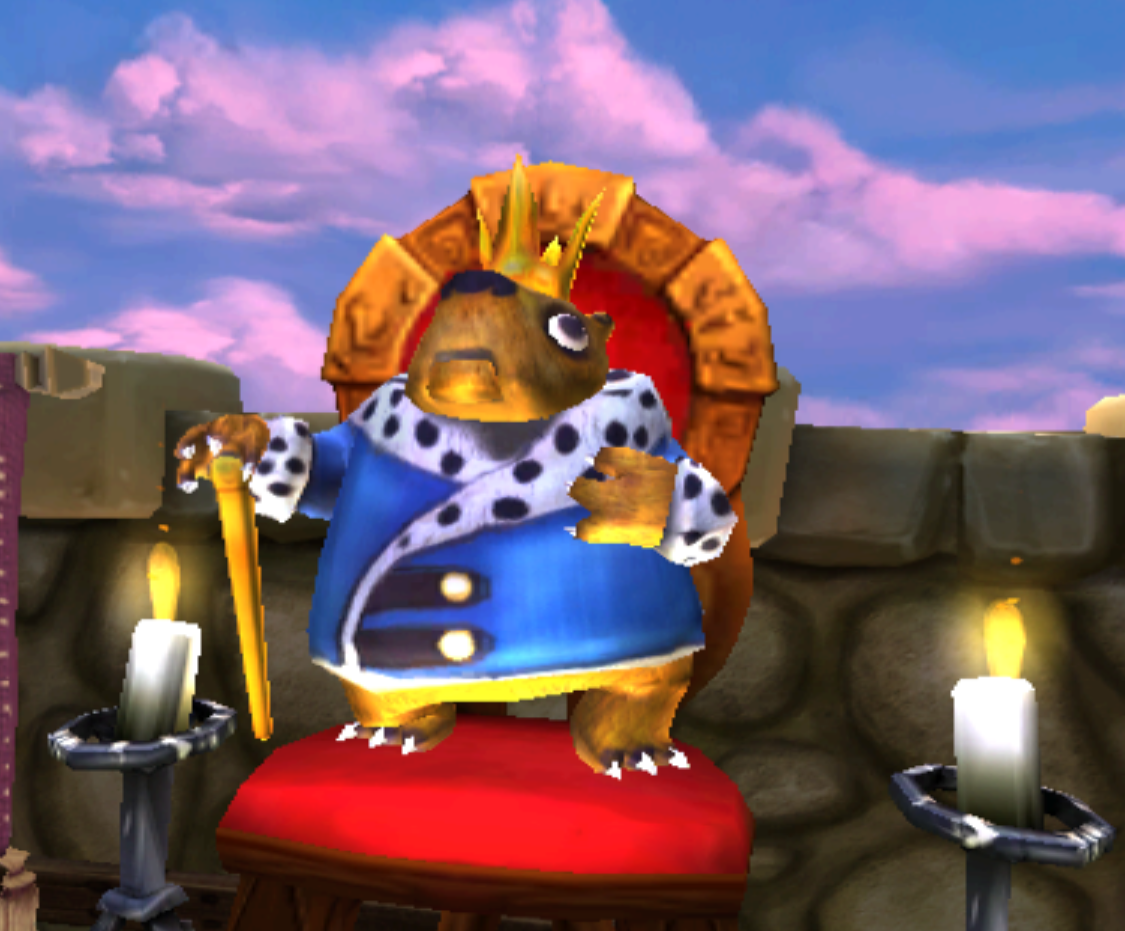 Capybara King on his throne in The King's Breech