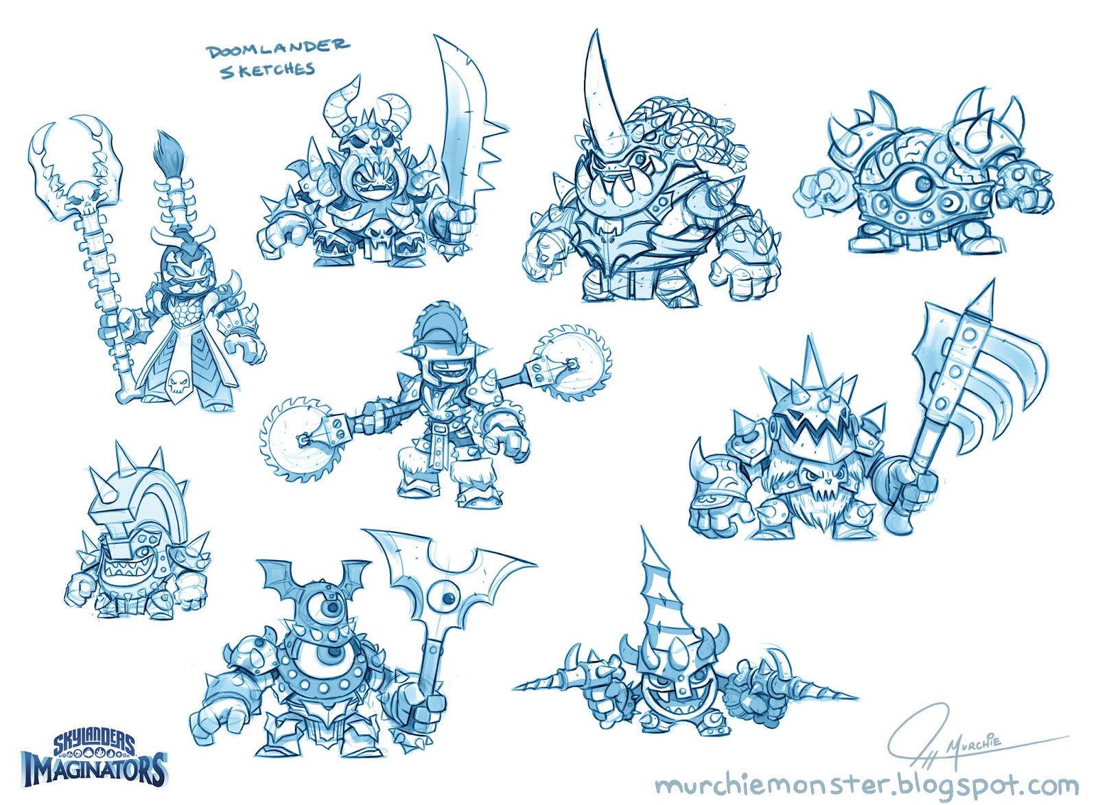 Concept sketches of the Doomlanders, by Jeff Murchie.[1]