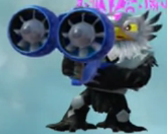 Jet-Vac's new armor and double gun from his "Shoot the Breeze!" Wow pow upgrade