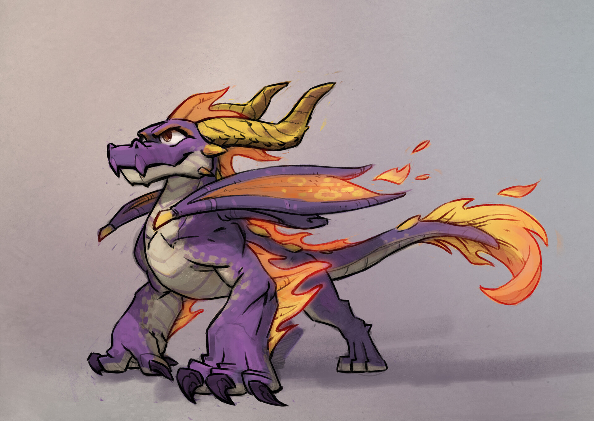 2017 early concept of an aged up Spyro by Jeff Bellio