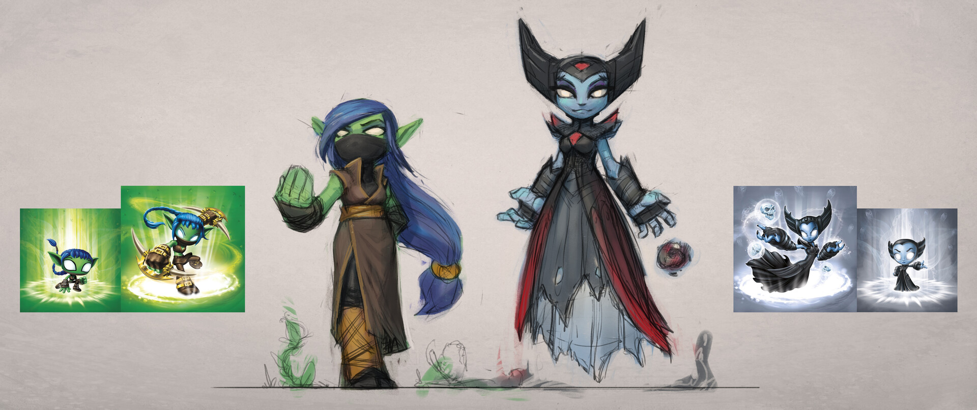 2017 early concept of an aged up Stealth Elf and Hex by Jeff Bellio