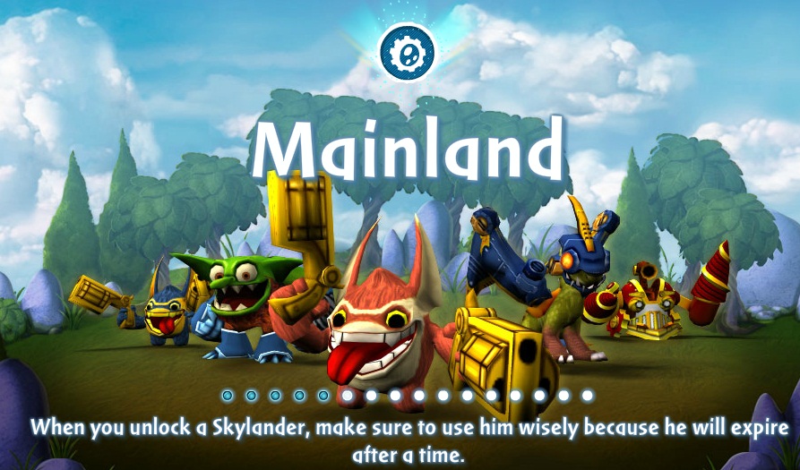Loading screen in Skylanders: Universe with the Tech Skylanders introduced in Skylanders: Spyro's Adventure