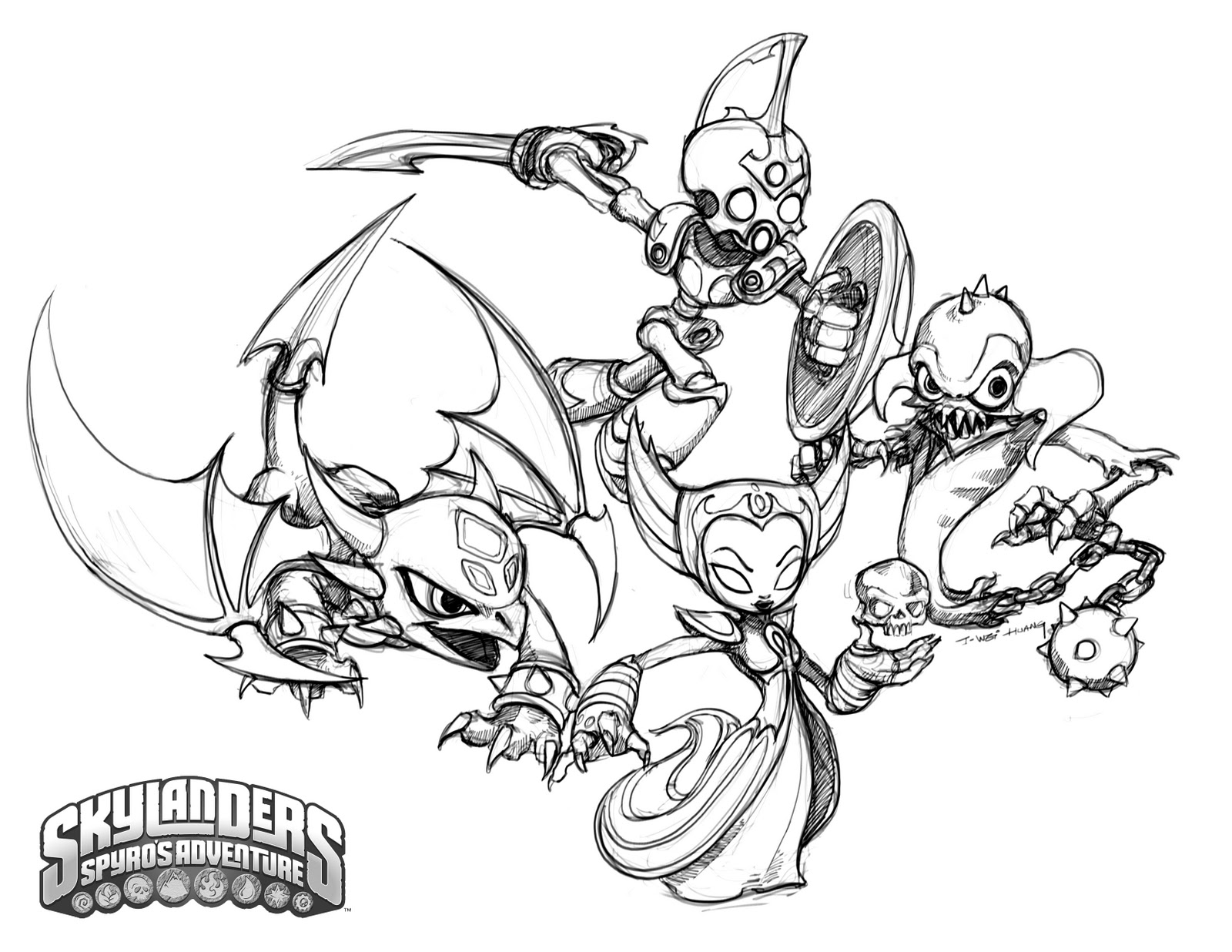 The Undead Skylanders in Skylanders: Spyro's Adventure (Hex, Cynder, Ghost Roaster, Chop Chop) by I-Wei Huang