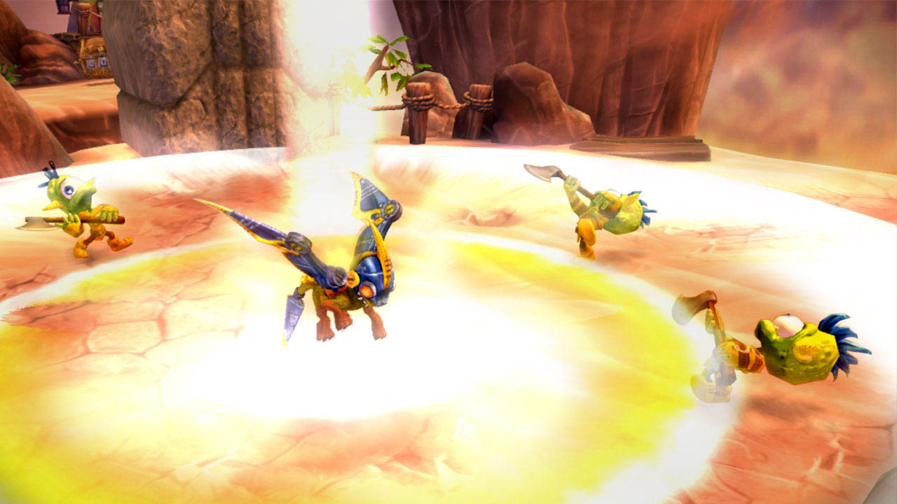 Lightcore Drobot being summoned and destroying three Mohawk Cyclopses in Molekin Mountain