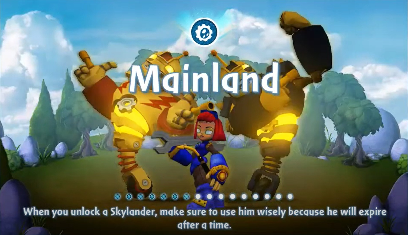 Loading screen in Skylanders: Universe with the Tech Skylanders introduced in Skylanders: Giants