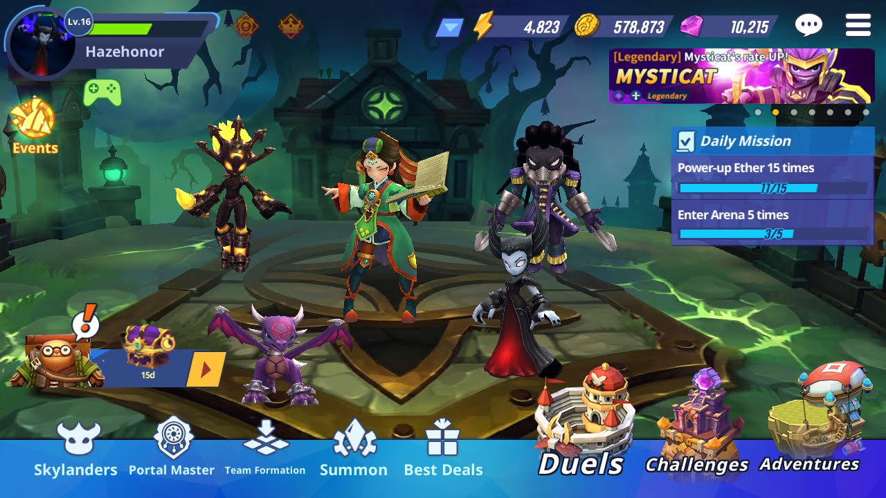 Sky Island's hub menu, with the Bone Grave Village background selected.
