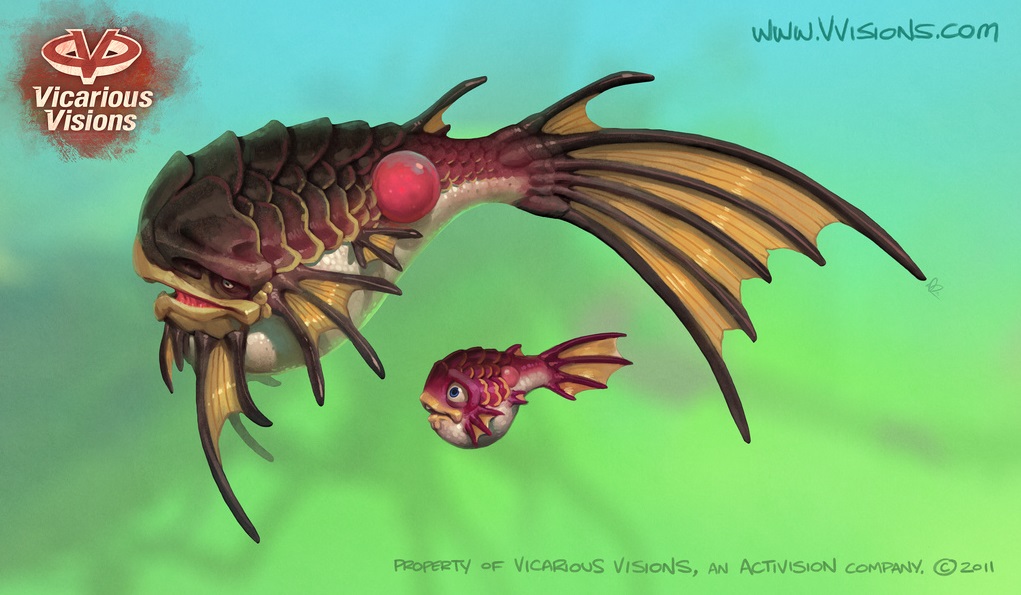 Concept art of the Flashfin and his younger lookalike