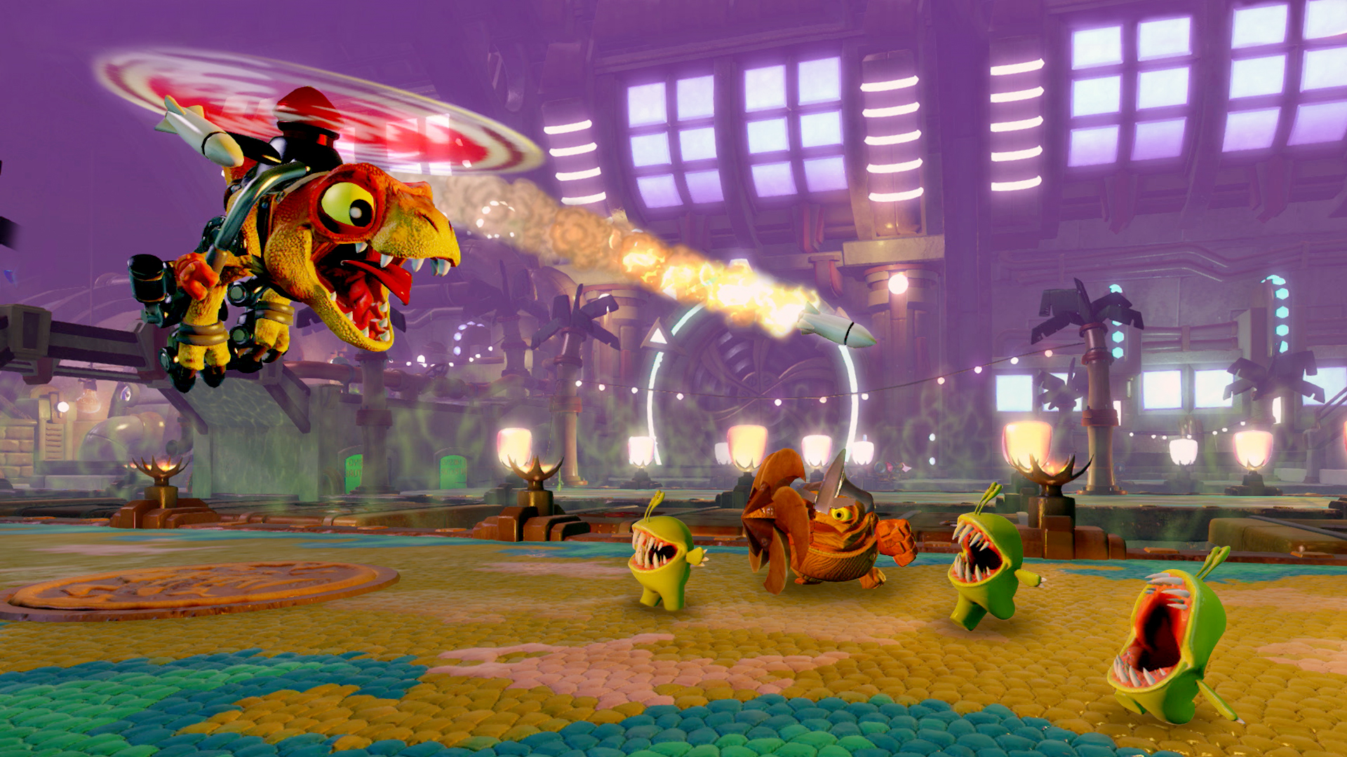 Chopper fighting three Chompies and a Shield Shredder