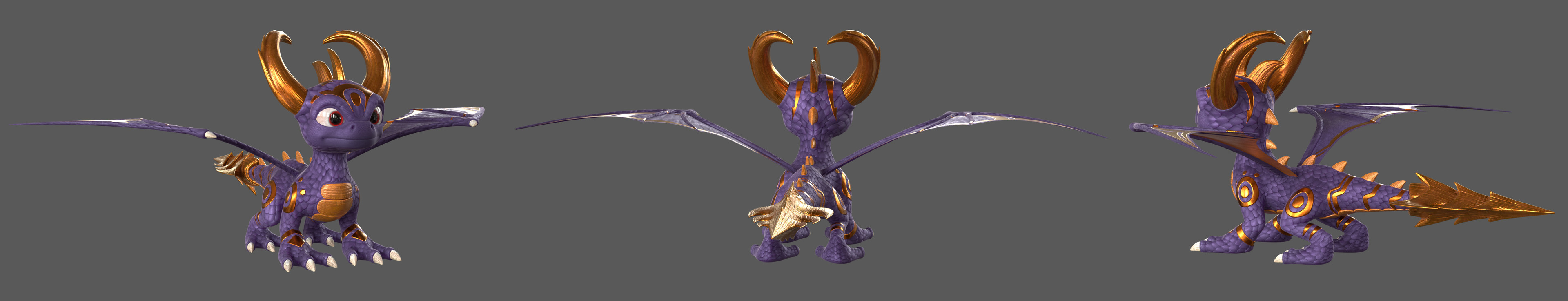 Back-facing turnaround of Awakened Spyro's cinematic model by Youngjun Choi