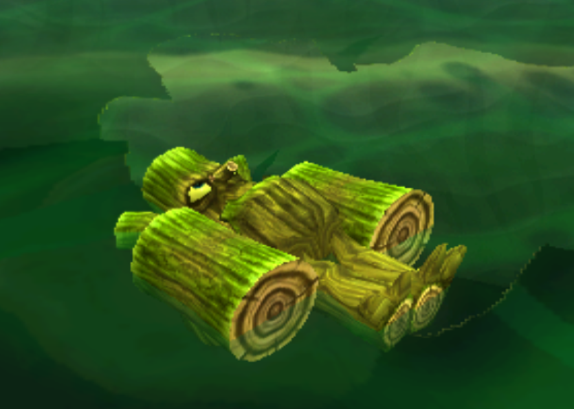 Stump Smash floating in the waters of Oilspill Island