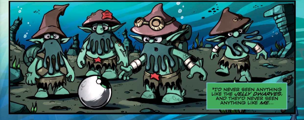 Wingless Dive-Clops being discovered by the Jelly Dwarves.