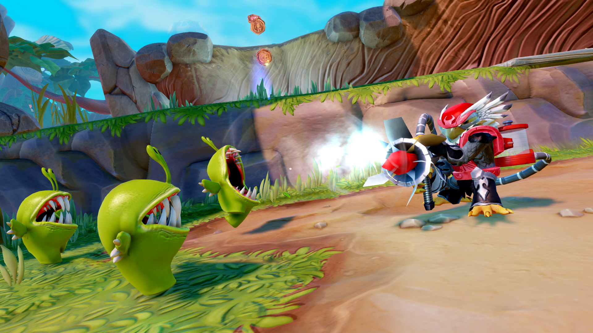 Full Blast Jet-Vac attacking three Chompies