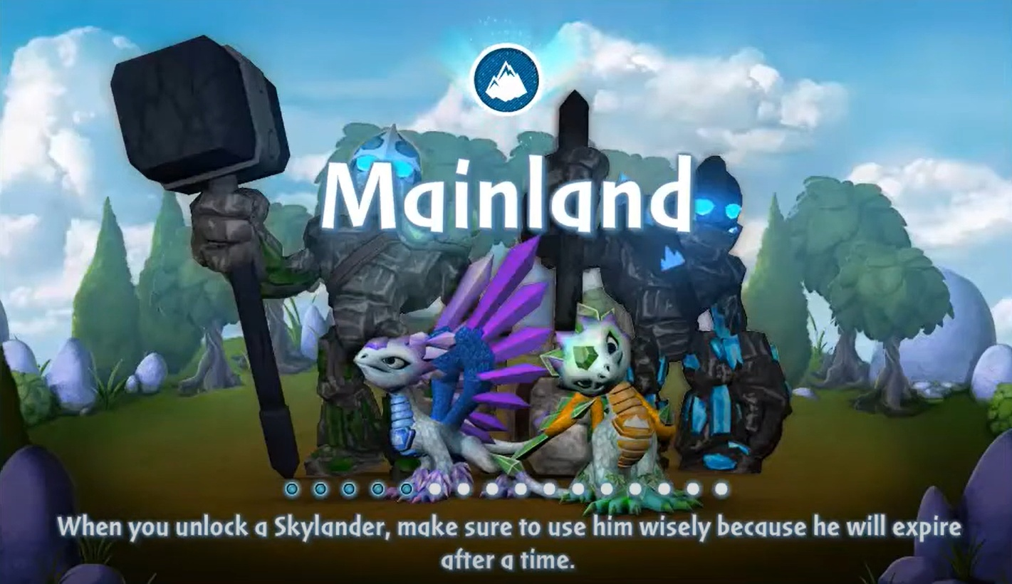 Loading screen in Skylanders: Universe with the Earth Skylanders introduced in Skylanders: Giants