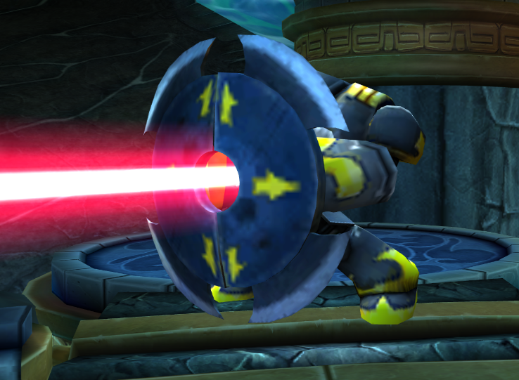 Using his laser