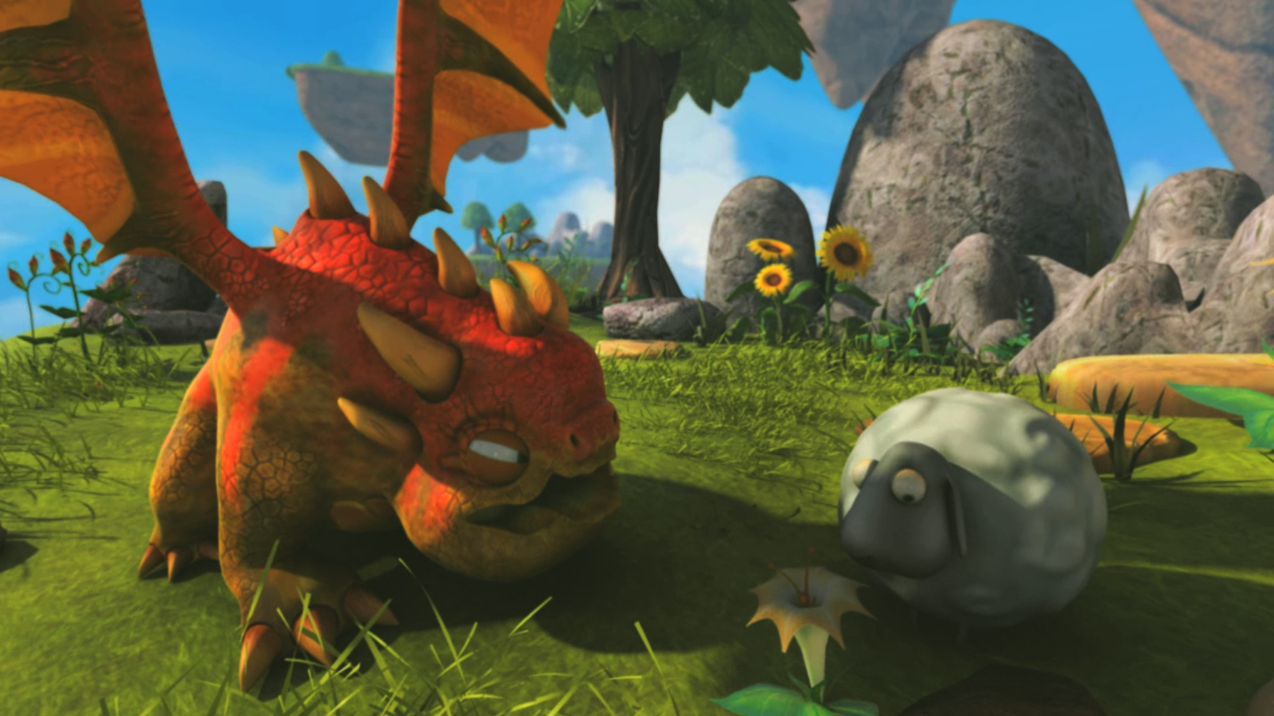 A Sheep and a Dragon in the first cutscene in Skylanders: Spyro's Adventure