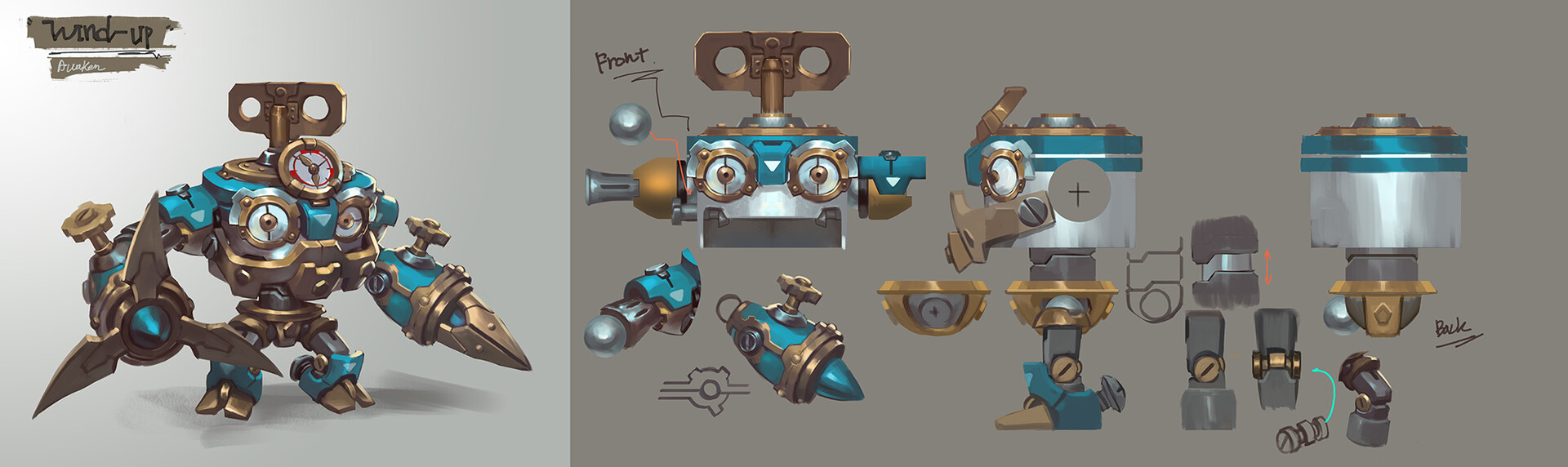 Concept art of Wind-Up's Awakened form in Skylanders: Ring of Heroes by RD LYS