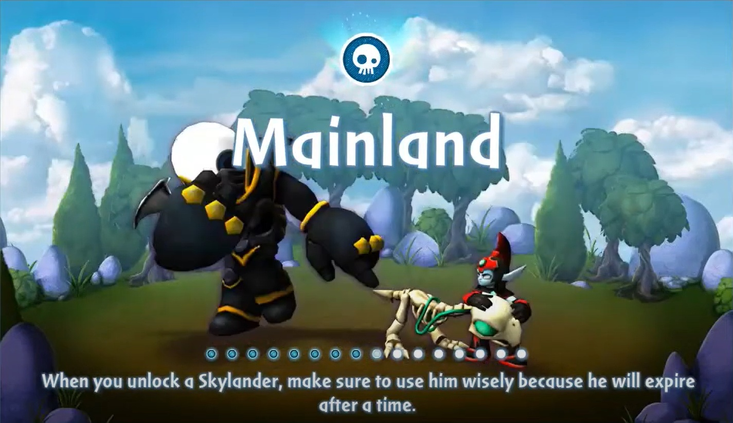 Loading screen in Skylanders: Universe with the Undead Skylanders introduced in Skylanders: Giants