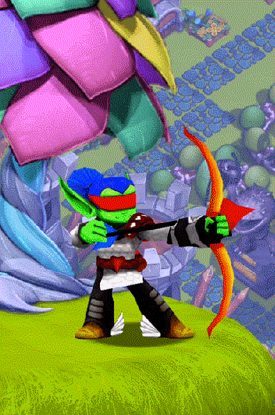 Cupid Flameslinger's idle and poke animation in Skylanders: Lost Islands