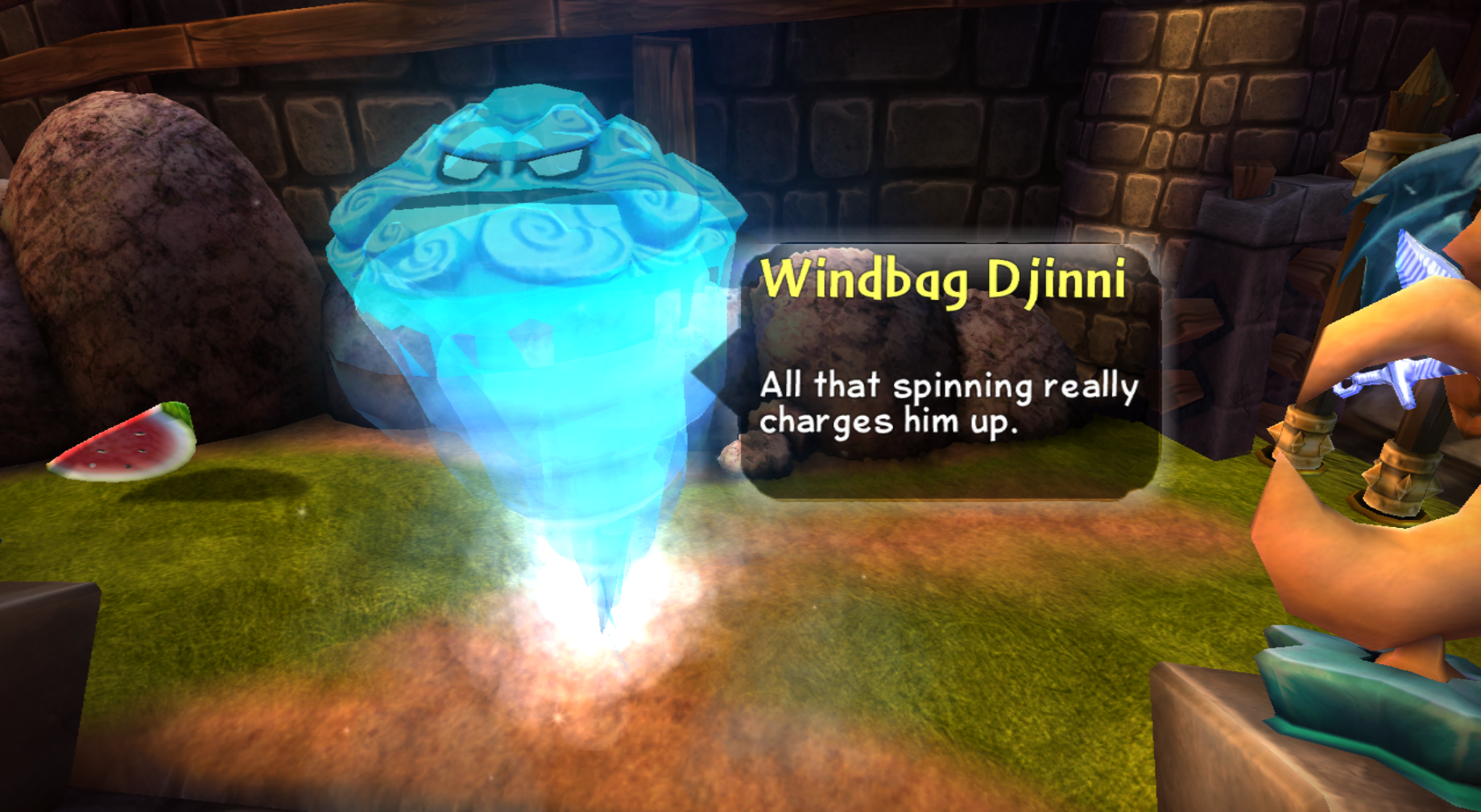 Windbag Djinni's enemy intro at Stormy Stronghold (Wii)
