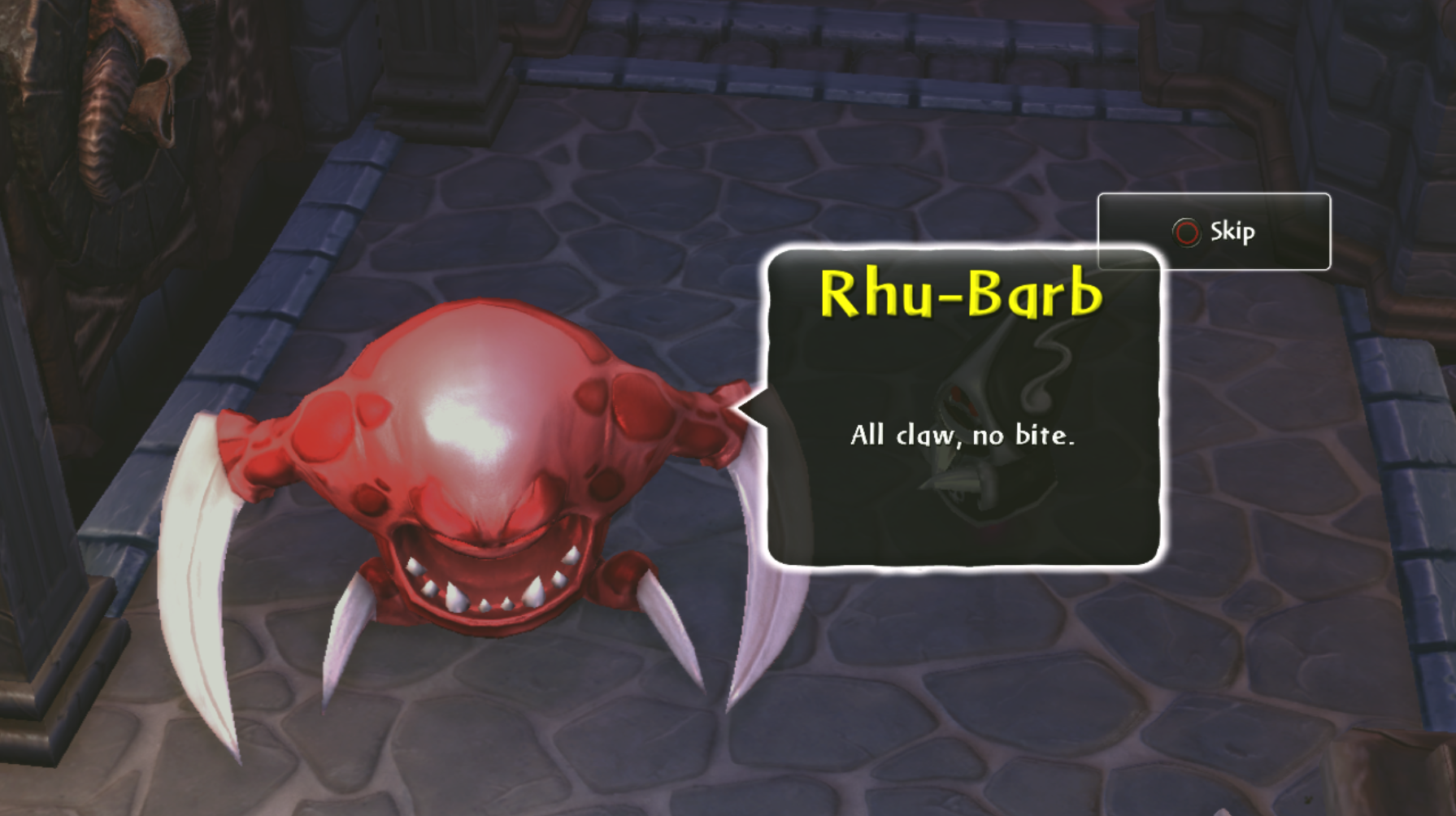 Rhu-Barb's enemy intro at Cadaverous Crypt (PlayStation 3 / Xbox 360)