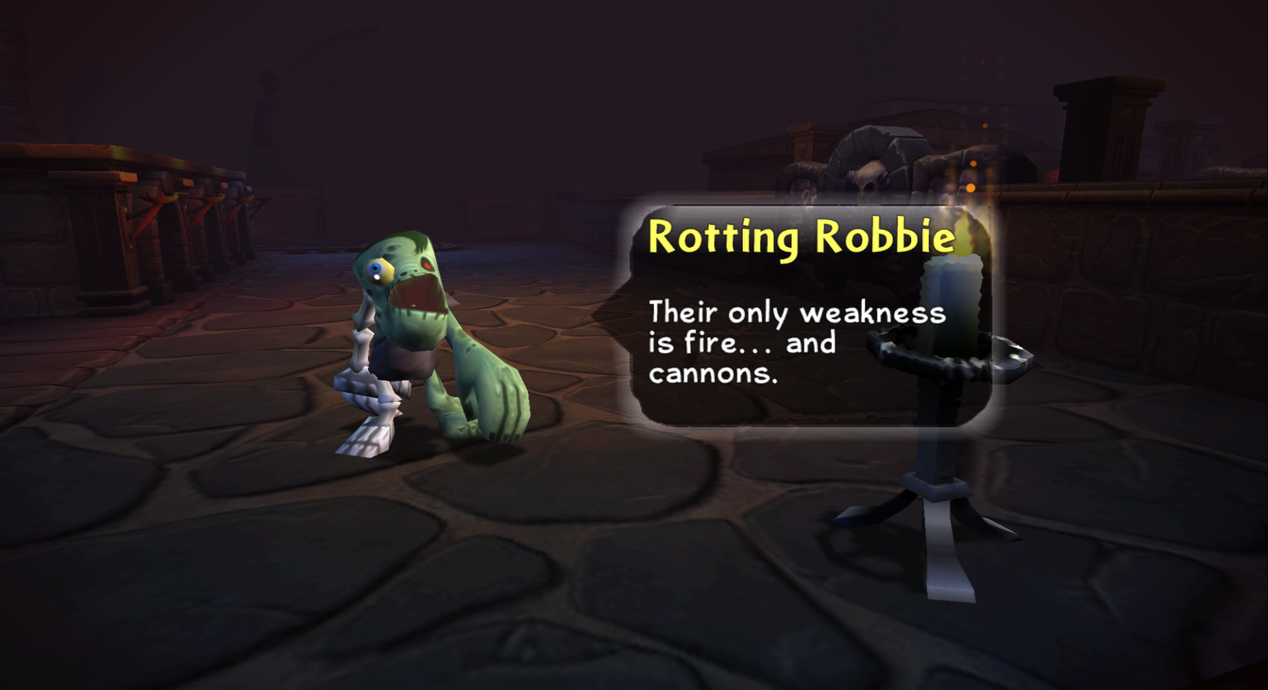 Rotting Robbie's enemy intro at Cadaverous Crypt (Wii)