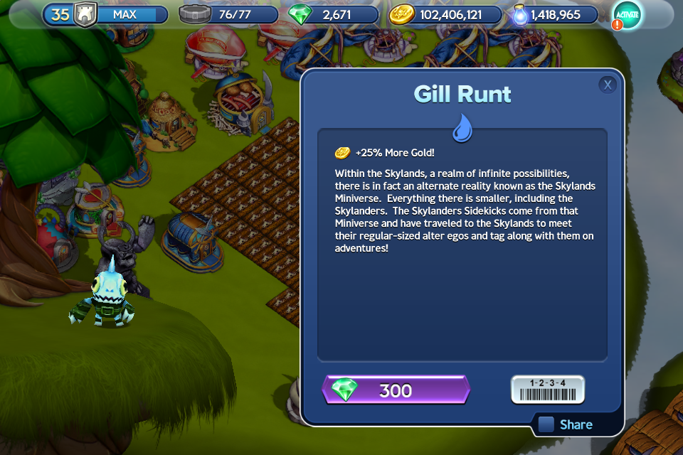 Gill Runt's Sidekicks profile that mentions the Skylands Miniverse