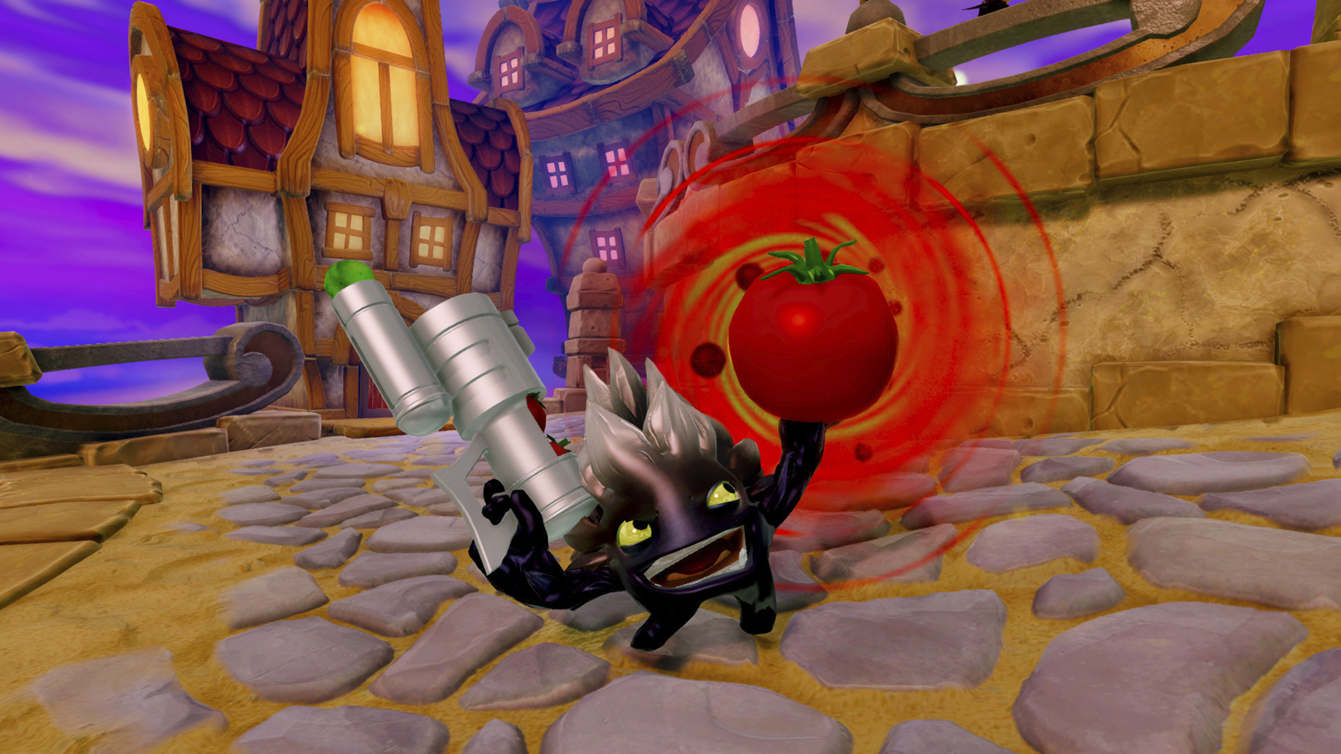 Dark Food Fight preparing his tomato for battle