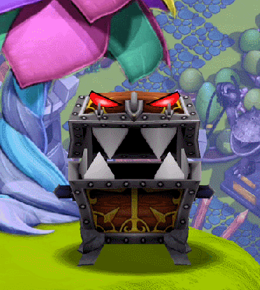Chomp Chest's 's idle and poke animation in Skylanders: Lost Islands