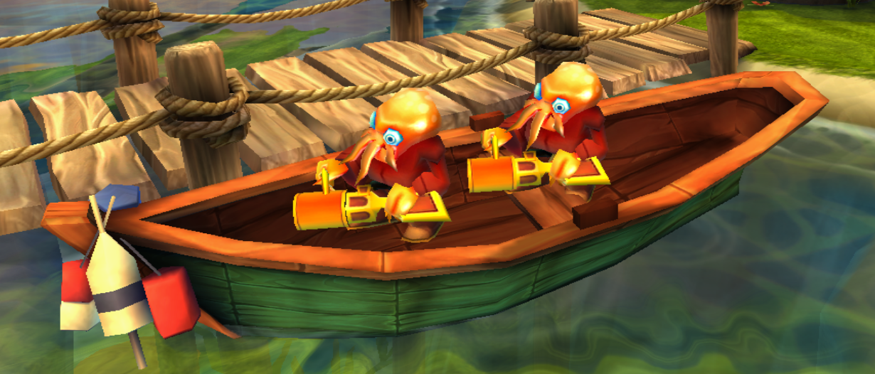 Two Squiddlers on a boat in Leviathan Lagoon